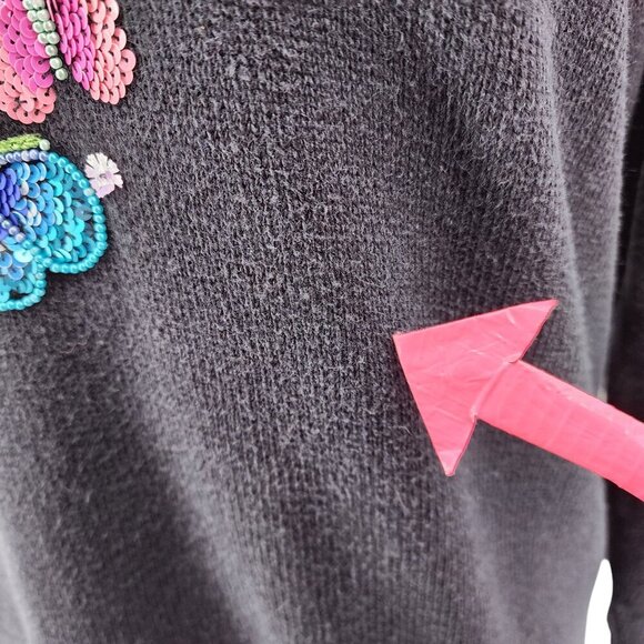 Vintage Quacker Factory Embellished Sequins Heart Butterfly Sweater Womens 1X - Picture 5 of 13
